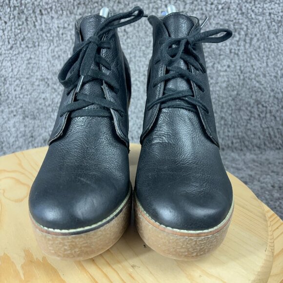 GAP San Francisco Boots Womens Size 10 Black Leather Crepe Sole Chunky Platform - Picture 2 of 9